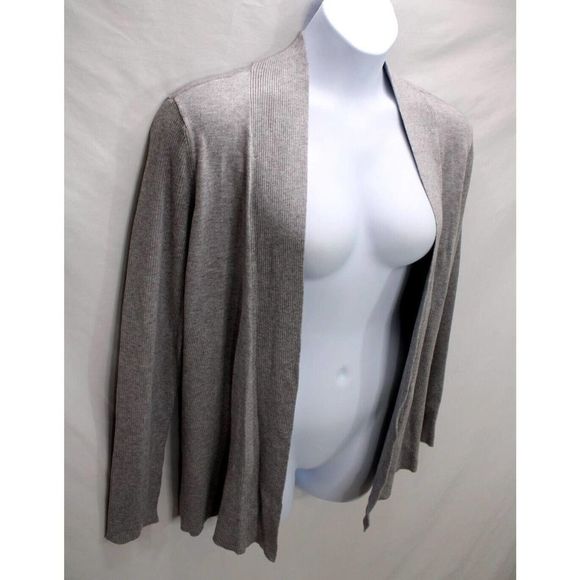 Dana Buchman Women's Open Front Gray Long Sleeve Draped Cardigan Sweater XL NWT - Picture 2 of 12